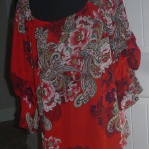 red paisley off the shoulder top-BRAND NEW